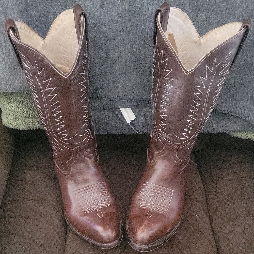 Brown Leather Heeled Boots